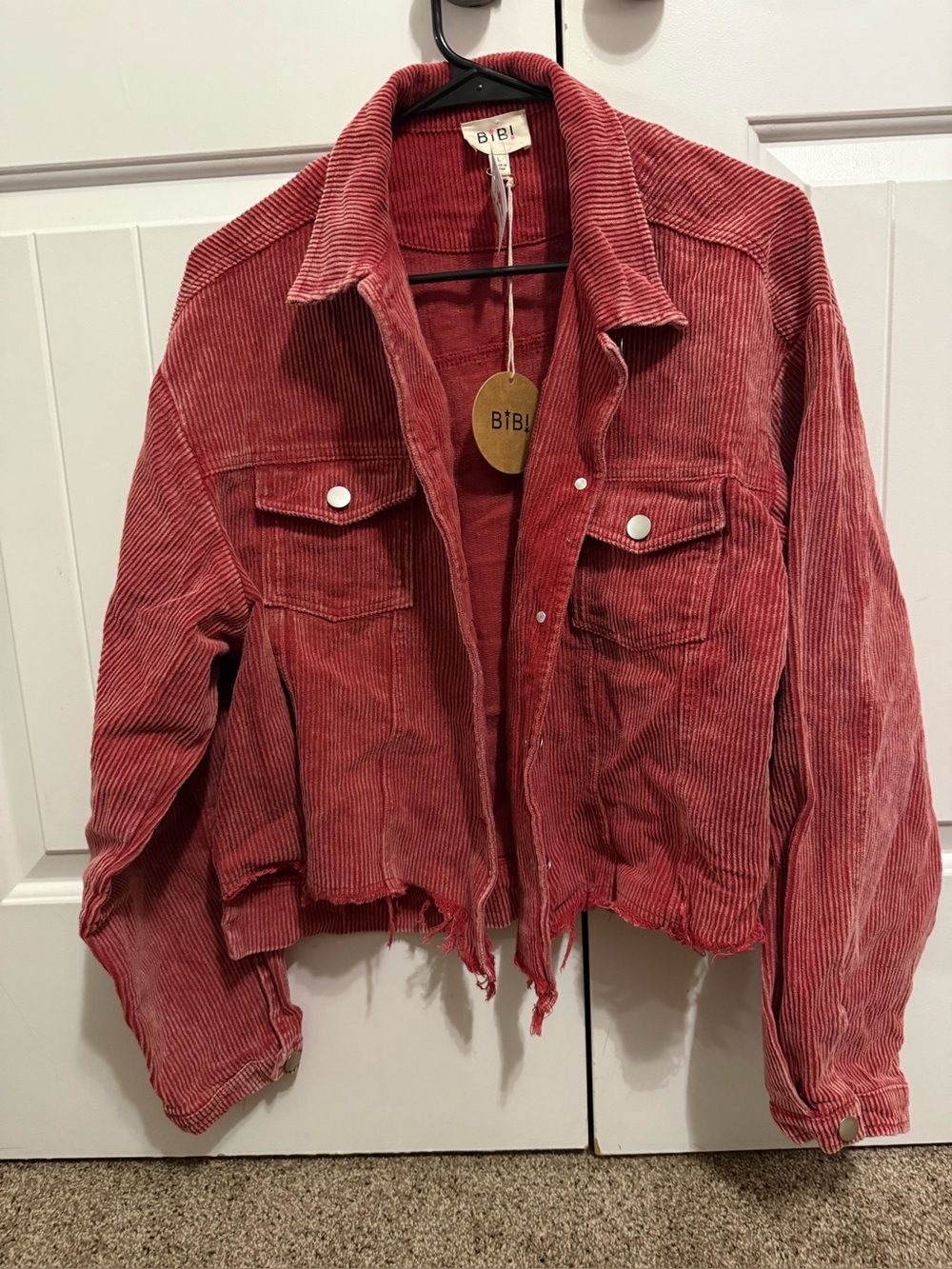 BIBI Rust Corduroy Jacket - Women's Casual Button-Up